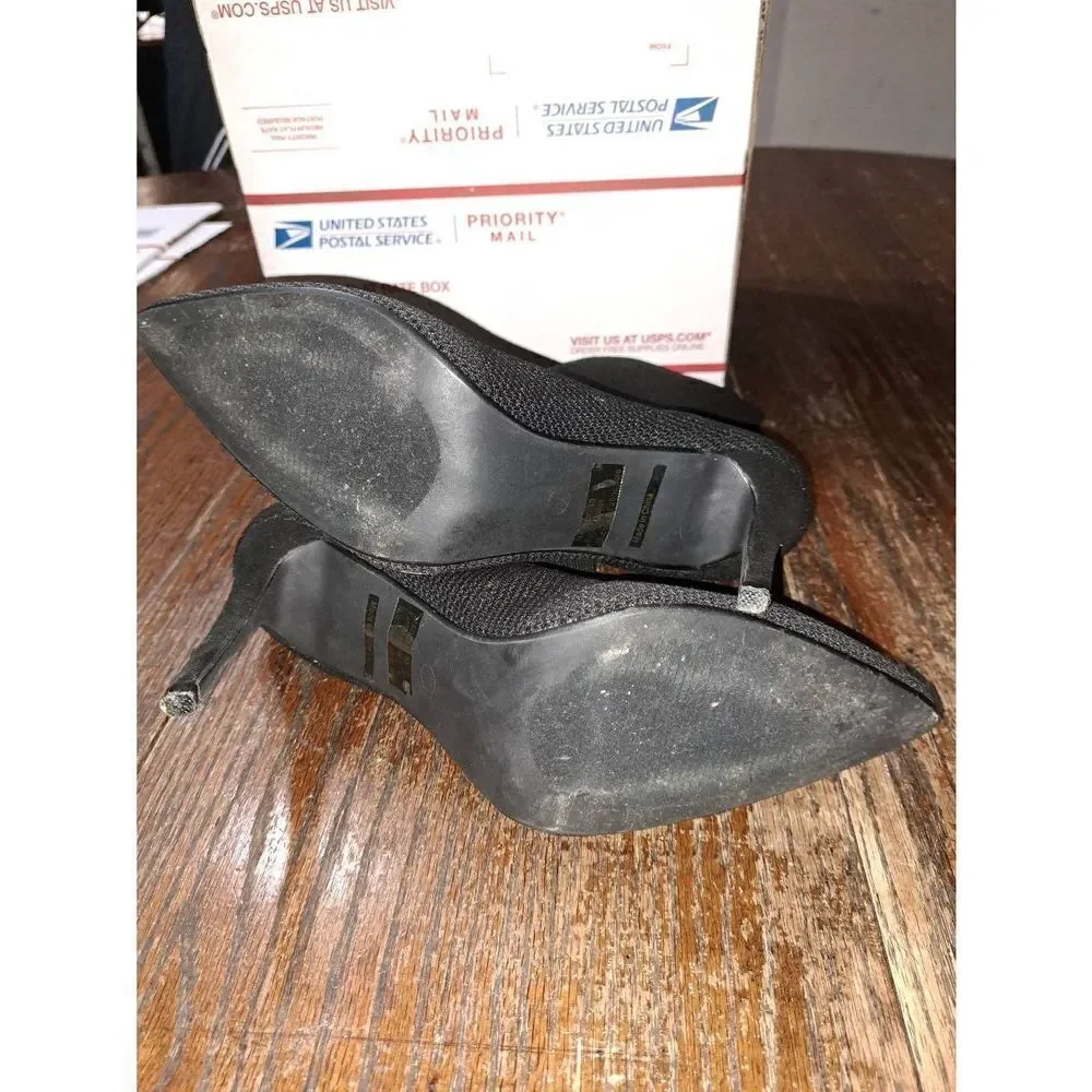 10 Fashion Nova Mabely Black Textile Stiletto Pump High Heel Ankle Boot Booties
